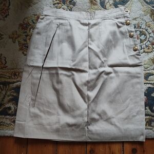 Vintage Classic Ralph Lauren Women's Beige Gold Button Skirt Made In Canada